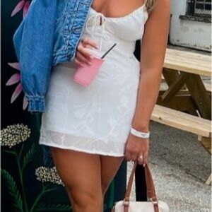 Princess Polly White Mini Dress with Lace-Up Detail